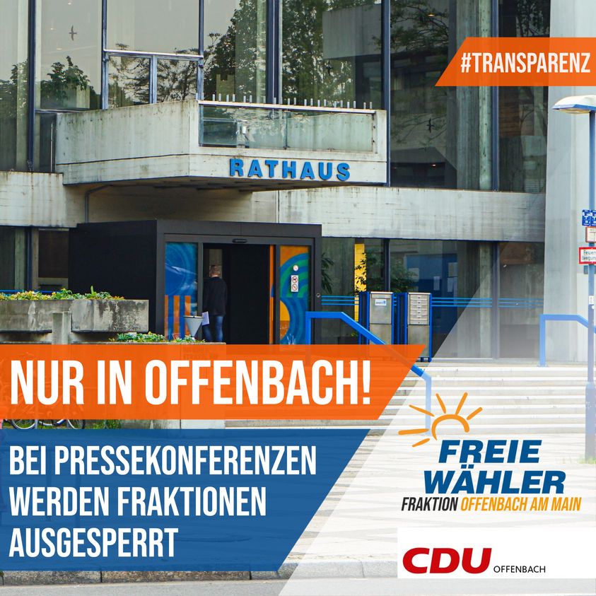 Wir müssen leider draußen bleiben: Nur in Offenbach bleiben bei Magistratspressekonferenzen die Fraktionen ausgesperrt!